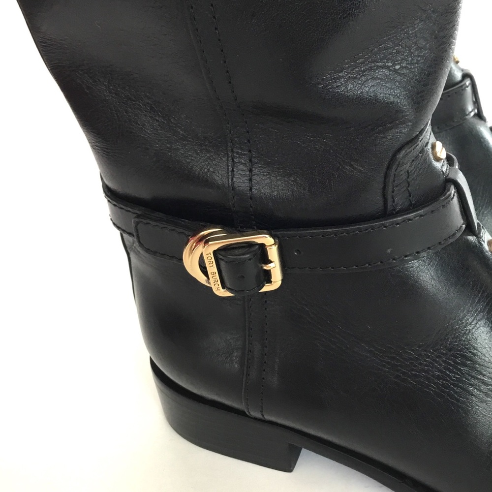 Tory Burch Eloise Riding Boots gold emblem size 7M - Picture 3 of 8